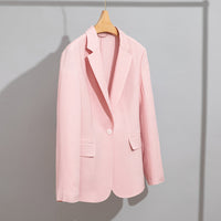 Damen Leichter strukturierter Ein-Knopf-Blazer mit figurformenden Abnähern und Pattentaschen Nord Taschen - Rosa