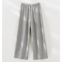 Damen Weite High‑Waist Loungehose aus weichem Baumwollmix mit Elastikbund und Tunnelzug Nord Taschen - Grau