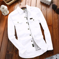 Herren Canvas-Overshirt mit Klappbrusttaschen und verstärkten Nähten - Weiß