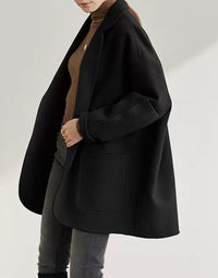 Damen stylischer und bequemer Oversized-Blazer Nord Taschen - Klavier Schwarz