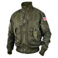 Herren Bomberjacke im Fliegerstil mit Thermofutter und Utility-Taschen - Olivgrün 1992
