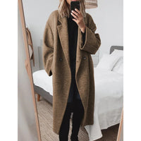 Damen Oversize-Mantel mit Revers und doppelter Knopfleiste - Braun