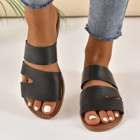 Damen Sandaletten mit breitem und verstellbarem Riemendesign - Schwarz