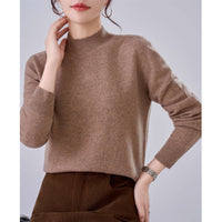 Damen Feiner Feinstrick-Pullover mit kurzem Stehkragen und Kaschmir-Optik Nord Taschen - Warmes Camel