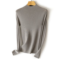 Damen Feinstrick-Longsleeve mit kurzem Stehkragen und schlanker Silhouette Nord Taschen - Stadtgrau