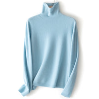 Damen Feinstrick Rollkragenpullover aus Kaschmirmischung leicht oversized Nord Taschen - Eisblau