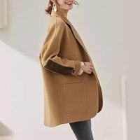 Damen stylischer und bequemer Oversized-Blazer Nord Taschen - Camel