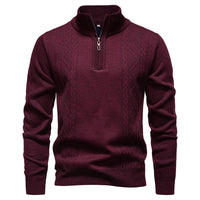 Herren Pullover mit Reißverschluss - Bordeaux