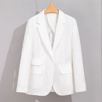 Damen Sommerlicher Leinen‑Mix Blazer mit taillierter Silhouette und Pattentaschen Nord Taschen - Weiß