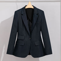 Damen Sommerlicher Leinen‑Mix Blazer mit taillierter Silhouette und Pattentaschen Nord Taschen - Navyblau