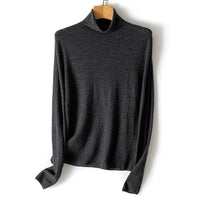 Damen Feiner Crinkle-Rollkragenpullover mit leichtem Fall Nord Taschen - Dunkelmeliertgrau