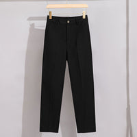Damen Hochtaillierte gerade geschnittene Chino-Hose mit Bügelfalte Nord Taschen - Schwarz