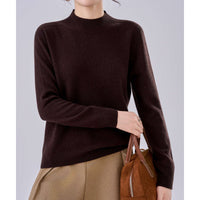 Damen Feiner Feinstrick-Pullover mit kurzem Stehkragen und Kaschmir-Optik Nord Taschen - Tee‑Braun