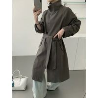 Damen Midilanger Trenchcoat mit hohem Stehkragen, Bindegürtel und lässiger Oversize-Silhouette Nord Taschen - Fein-Grau