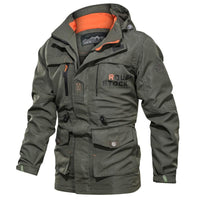 Herren Feldparka mit Kapuze, Taschen und Tunnelzug - Olivgrün (Ungefüttert)