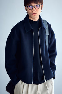 Herren Wolljacke mit Reißverschluss und weiter Passform Nord Taschen - Dunkelblau