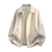 Herren Oversize-Fieldjacke aus Kunstleder mit verdecktem Reißverschluss - Apricot