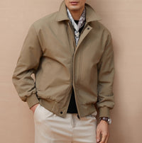 Herren klassische Harrington-Jacke mit Reißverschluss und Rippbündchen Nord Taschen - Khaki