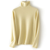 Damen Feinstrick Rollkragenpullover aus Kaschmirmischung leicht oversized Nord Taschen - Schwanengelb