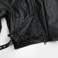 Damen Stilvolle Lederjacke Nord Taschen - Schwarz