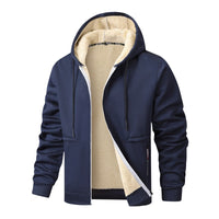 Herren Langarm Kapuzenjacke mit Kordelzug und Taschen - Dunkelblau