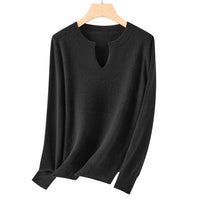 Damen Feiner Feinstrick-Pullover mit Schlüsselloch-Ausschnitt und gerippten Abschlüssen Nord Taschen - Diamantschwarz