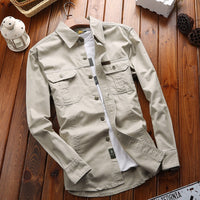 Herren Canvas-Overshirt mit Klappbrusttaschen und verstärkten Nähten - Cremeweiß