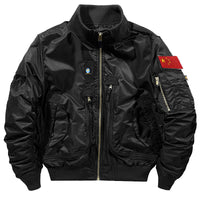 Herren Bomberjacke im Fliegerstil mit mehreren Taschen - Schwarz