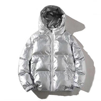 Greta | Gefütterte Thermo Steppjacke - Silber mit Kapuze