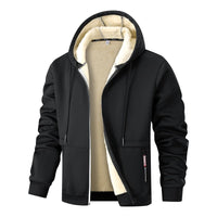 Herren Langarm Kapuzenjacke mit Kordelzug und Taschen - Schwarz