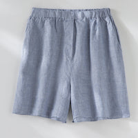 Herren Leichtes Leinenhemd mit Brusttasche, entspannter Passform und klassischem Kragen Nord Taschen - Blaue Shorts