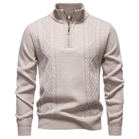 Herren Pullover mit Reißverschluss - Beige
