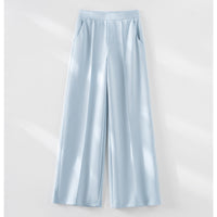 Damen Weite Palazzo-Hose aus Ponte-Jersey mit elastischem Komfortbund und Bügelfalte Nord Taschen - Eisblau