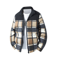 Herren Karierte Kurze Steppjacke mit Taschen - Khaki