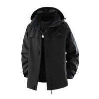 Damen Jacke mit Kapuze, Kordelzug und Taschen - Schwarz