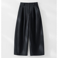 Damen Hochtaillierte Bundfalten-Palazzohose mit weitem Bein und teil-elastischem Bund Nord Taschen - Navyblau