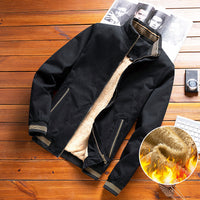 Herren Bomberjacke mit Teddyfutter und Reißverschlusstaschen - Schwarz gefüttert