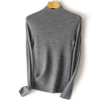Damen Feinstrick-Longsleeve mit kurzem Stehkragen und schlanker Silhouette Nord Taschen - Zinnbleigrau