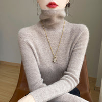 Damen Slim Fit Rollkragenpullover - Hellhaferbeige