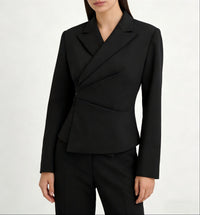 Damen Eleganter Tailored Blazer Nord Taschen - Schwarz