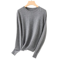 Damen Feiner Rundhals-Feinstrickpullover mit leichter Oversize-Passform Nord Taschen - Koreanisches Grau