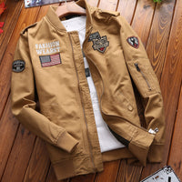 Herren Patchwork-Bomberjacke mit Ärmeltasche und geripptem Bündchen - Khaki 2502