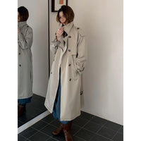 Damen Langer Trenchcoat mit Hochkragen, doppelter Sturmklappe und verstellbaren Manschetten Nord Taschen - Khaki