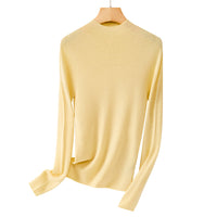 Damen Feinstrick-Longsleeve mit kurzem Stehkragen und schlanker Silhouette Nord Taschen - Hellgelb