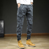 Herren Cargo-Hosen mit Taschen und Kordelzug - Grau