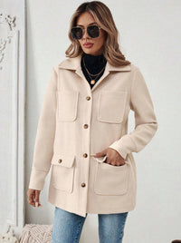 Damen Utility-Jacke mit praktischen Taschen - Aprikosenfarbe