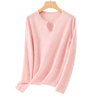 Damen Feiner Feinstrick-Pullover mit Schlüsselloch-Ausschnitt und gerippten Abschlüssen Nord Taschen - Rosa Blüten