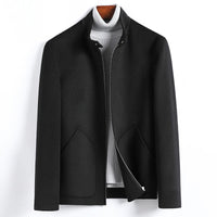 Herren Elegante Kurzjacke aus Wollmix mit Stehkragen, verdecktem Reißverschluss und konturierten Eingrifftaschen Nord Taschen - Schwarz (100% Wolle)