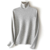 Damen Feinstrick Rollkragenpullover aus Kaschmirmischung leicht oversized Nord Taschen - Muschelgrau