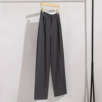 Damen Hochtaillierte weite Anzughose mit Bundfalten Nord Taschen - Dunkelgraue Hose